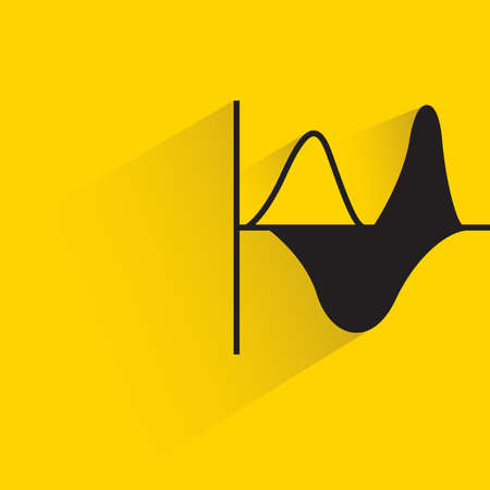 sound wave with shadow on yellow backgroundのイラスト素材