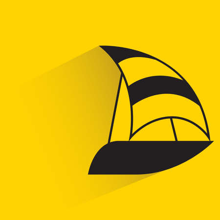 sailing boat with shadow on yellow backgroundのイラスト素材