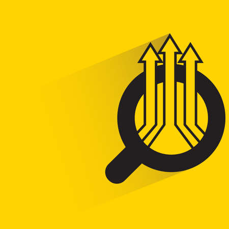 magnifier glass and bar chart shadow on yellow backgroundのイラスト素材