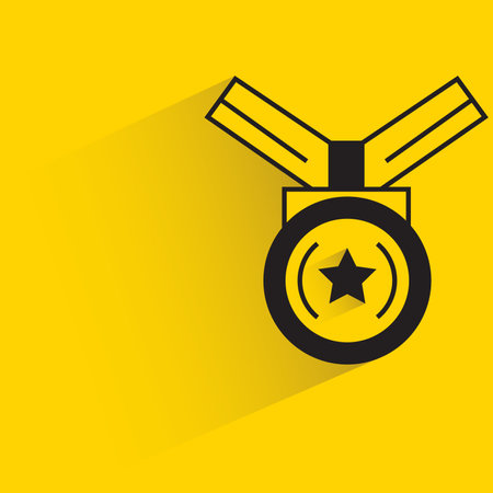 star medal of honor with shadow on yellow backgroundのイラスト素材