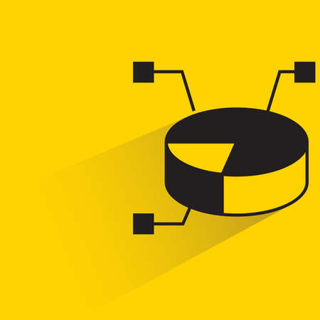 pie chart drop shadow on yellow backgroundのイラスト素材