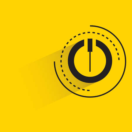 power button with drop shadow yellow backgroundのイラスト素材