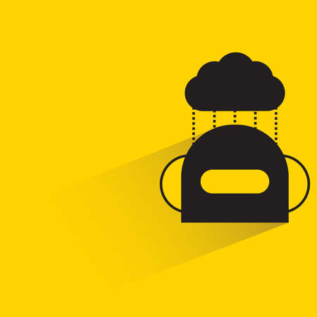 robot head and cloud with shadow on yellow backgroundのイラスト素材