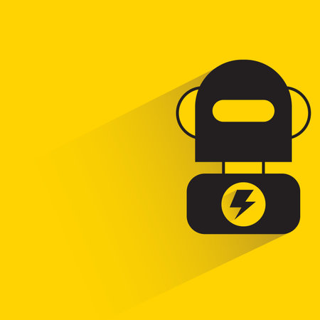 robot head energy with drop shadow yellow backgroundのイラスト素材