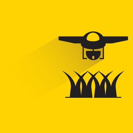 drone and grass with shadow on yellow backgroundのイラスト素材