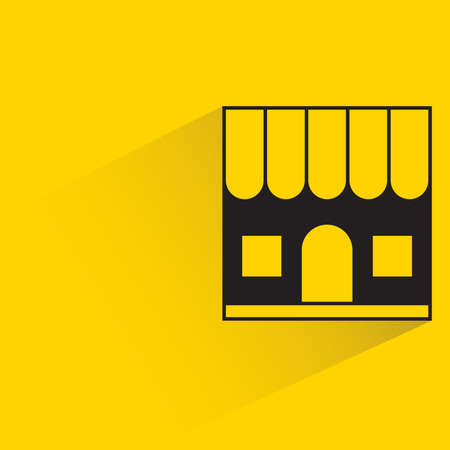 shop with shadow on yellow backgroundのイラスト素材