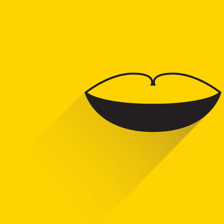 lip with shadow on yellow backgroundのイラスト素材