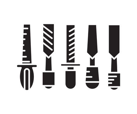rasp and file icons set vector
