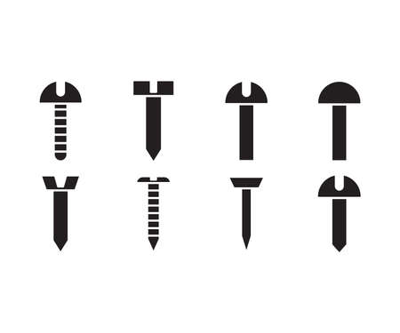 bolt and nail icons set vectorのイラスト素材