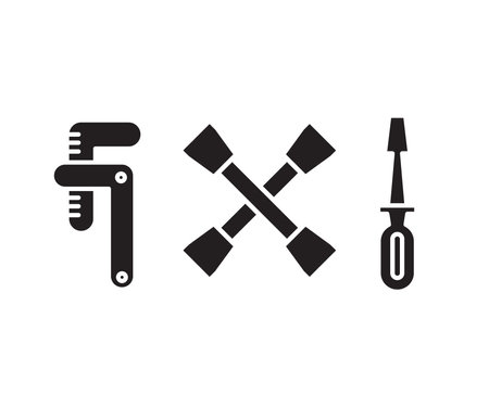 locking pliers and screwdriver icons vectorのイラスト素材