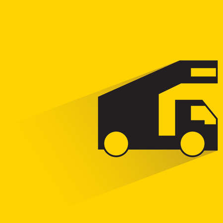 airport truck with shadow on yellow backgroundのイラスト素材