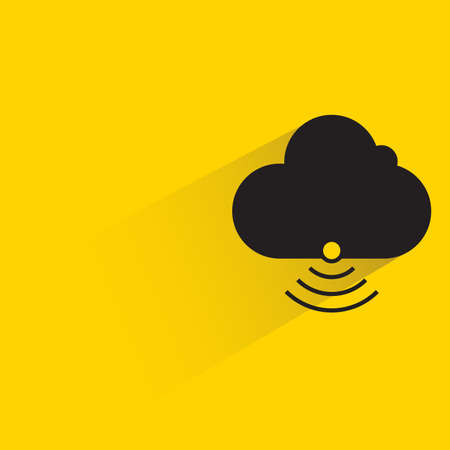cloud and internet signal with shadow on yellow backgroundのイラスト素材
