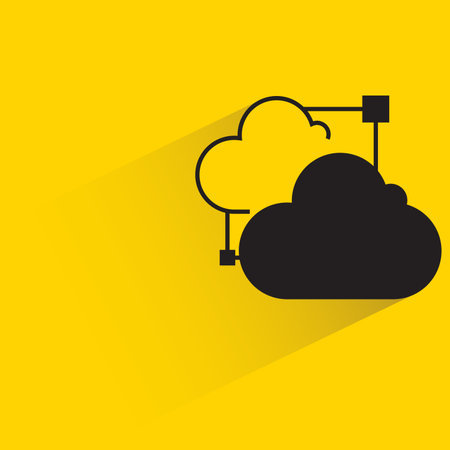 cloud connection with shadow on yellow backgroundのイラスト素材