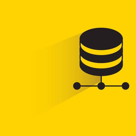 database with shadow on yellow backgroundのイラスト素材