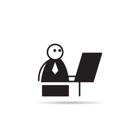 businessman sitting and working on laptop iconのイラスト素材