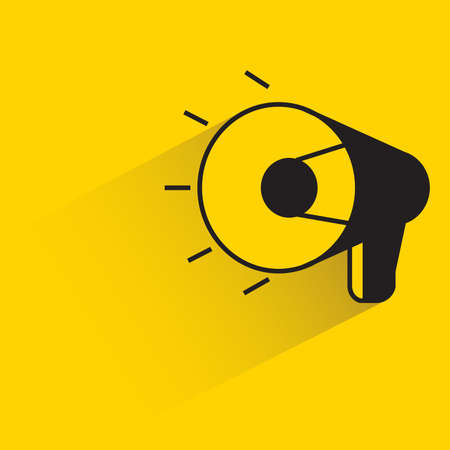 megaphone with shadow on yellow backgroundのイラスト素材