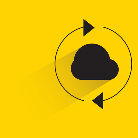 cloud backup with shadow yellow backgroundのイラスト素材