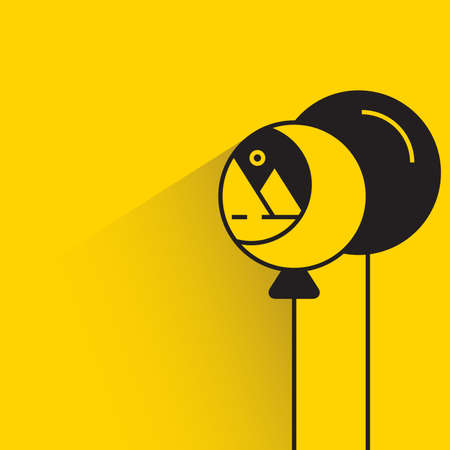 balloon with branding identity label shadow on yellow backgroundのイラスト素材