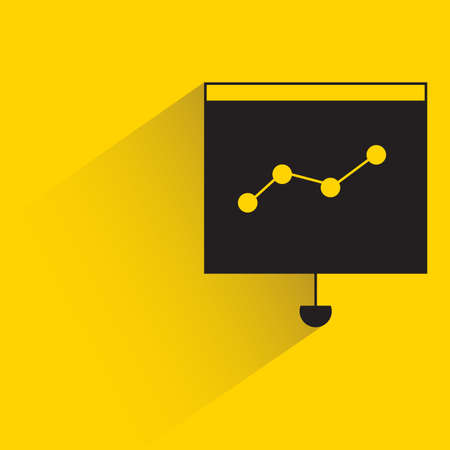data graph on presentation screen with shadow yellow background