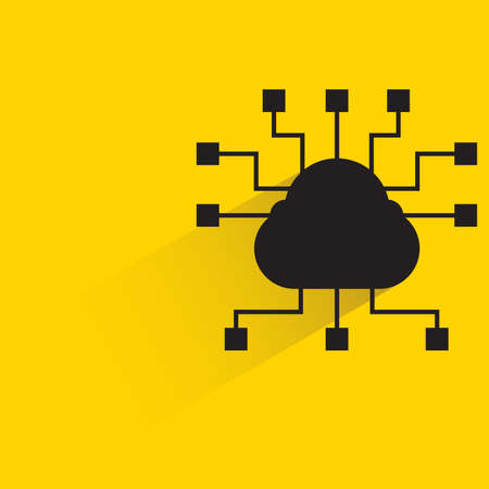 cloud linking network on yellow backgroundのイラスト素材