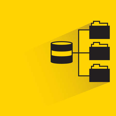 database and folders diagram on yellow backgroundのイラスト素材