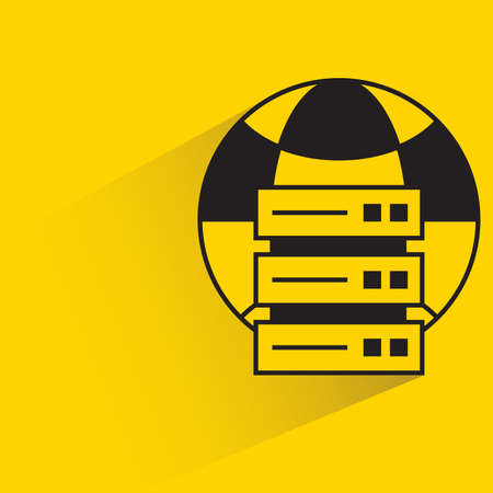 router and globe on yellow backgroundのイラスト素材