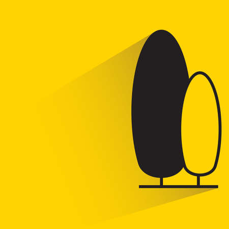 pine tree with shadow on yellow backgroundのイラスト素材