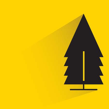 pine tree with shadow on yellow backgroundのイラスト素材