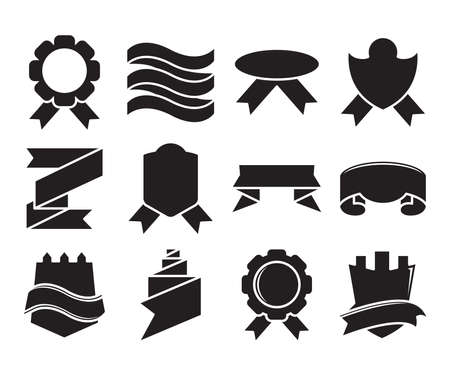 ribbon banner label and award badge symbol vectorのイラスト素材