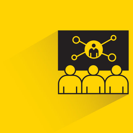 people network and audience icon on yellow backgroundのイラスト素材