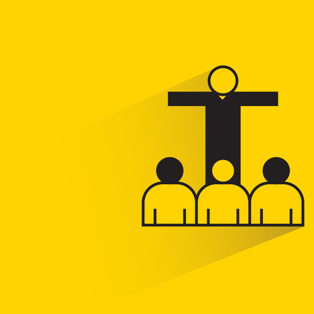 leader and follower icon on yellow backgroundのイラスト素材