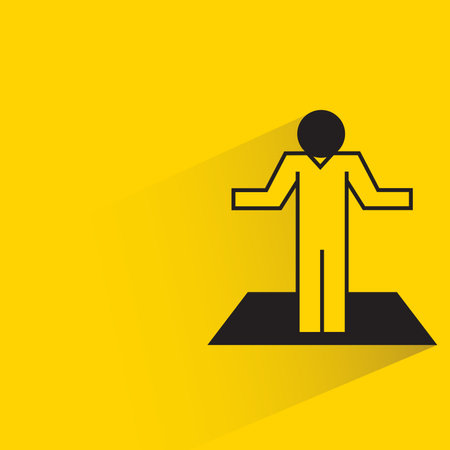 people standing on stage icon on yellow backgroundのイラスト素材