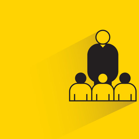 leader and follower icon on yellow backgroundのイラスト素材