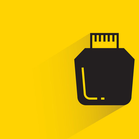 milk bottle icon with shadow on yellow backgroundのイラスト素材