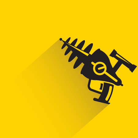 space gun with shadow on yellow backgroundのイラスト素材