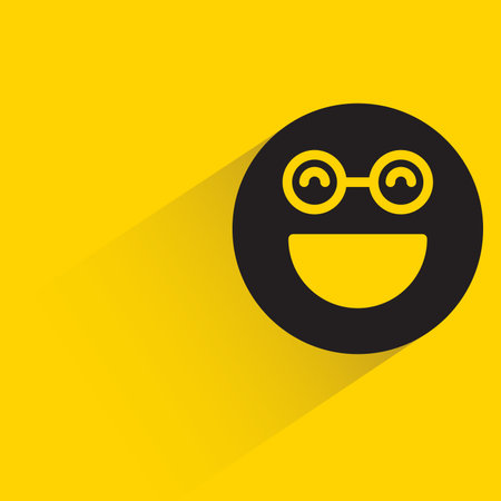 emoticon with shadow on yellow backgroundのイラスト素材