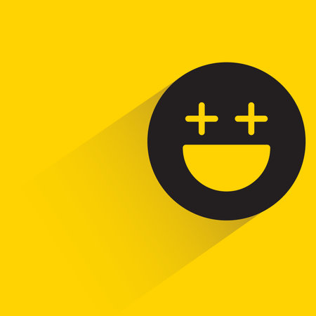emoticon with shadow on yellow backgroundのイラスト素材