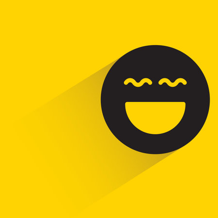 emoticon with shadow on yellow backgroundのイラスト素材