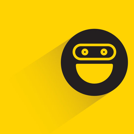 emoticon with shadow on yellow backgroundのイラスト素材