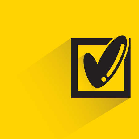 check mark with shadow on yellow backgroundのイラスト素材