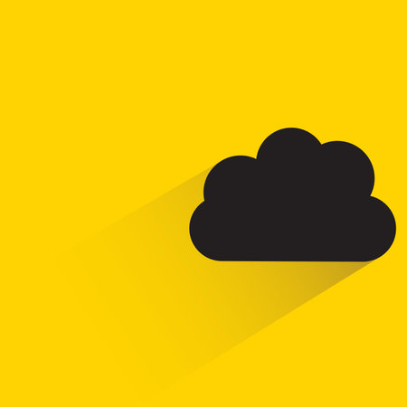 cloud icon with shadow on yellow backgroundのイラスト素材