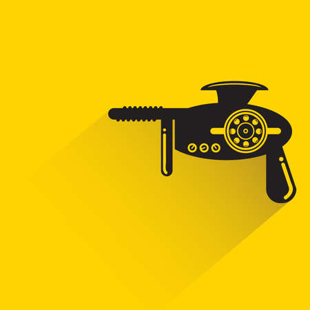 space gun with shadow on yellow backgroundのイラスト素材