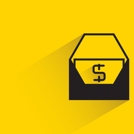 salary letter icon with shadow on yellow backgroundのイラスト素材