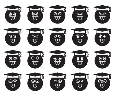 student face emoticon icons set vectorのイラスト素材
