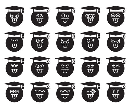 student face emoticon icons set vectorのイラスト素材