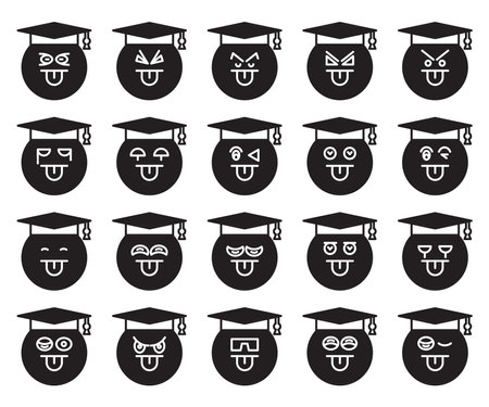 student face emoticon icons set vectorのイラスト素材