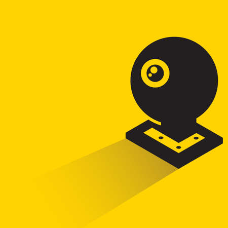 web camera with shadow on yellow backgroundのイラスト素材