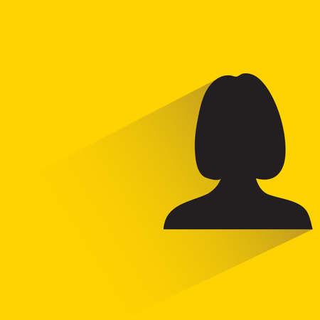 silhouette famale face with drop shadow on yellow backgroundのイラスト素材