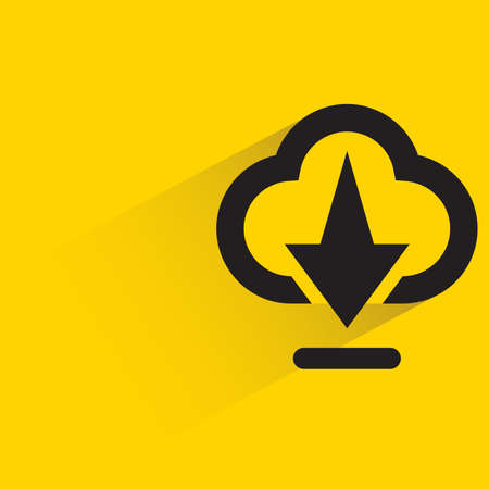 cloud download with shadow on yellow backgroundのイラスト素材