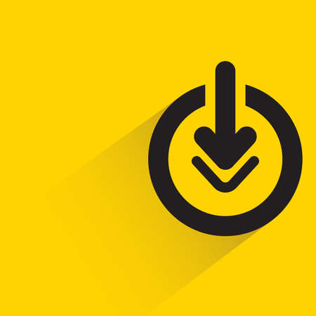 download arrow icon with shadow on yellow backgroundのイラスト素材